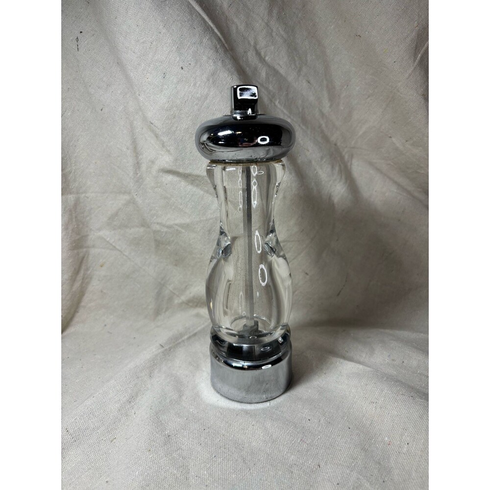 Pepper Mill Clear Acrylic Coarse and Fine Settings Stainless Steel Manual